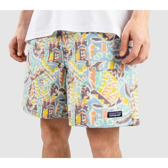 Patagonia Men’s Sz L Thriving Planet/Lago Blue Funhoggers 6" Woven Shorts - Picture 10 of 10